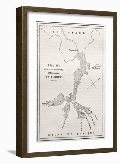 Old Map Of Alluvial Deposits At Missisipi Estuary-marzolino-Framed Art Print