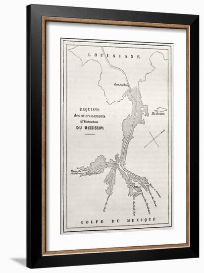 Old Map Of Alluvial Deposits At Missisipi Estuary-marzolino-Framed Art Print