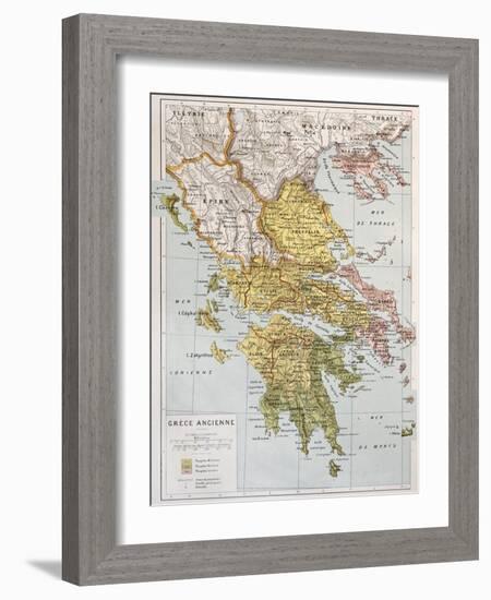 Old Map Of Ancient Greece-marzolino-Framed Art Print