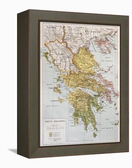 Old Map Of Ancient Greece-marzolino-Framed Stretched Canvas