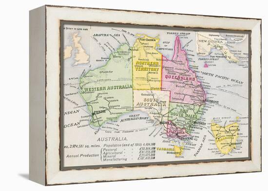 Old Map of Australia-null-Framed Stretched Canvas