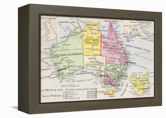 Old Map of Australia-null-Framed Stretched Canvas