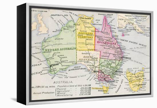 Old Map of Australia-null-Framed Stretched Canvas