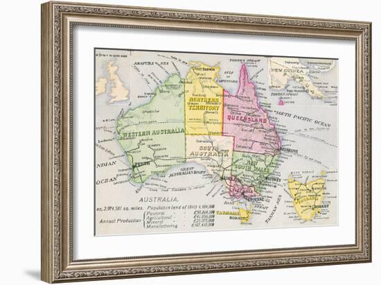 Old Map of Australia-null-Framed Art Print