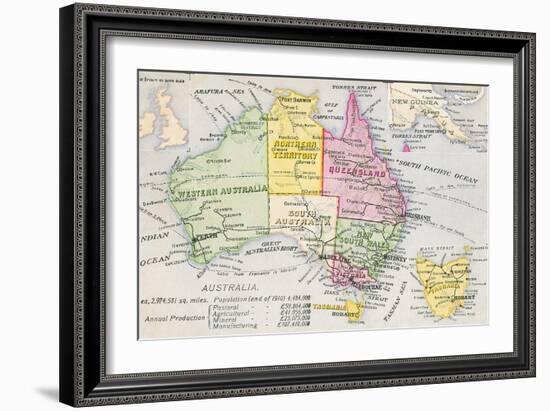 Old Map of Australia-null-Framed Art Print