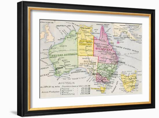 Old Map of Australia-null-Framed Art Print