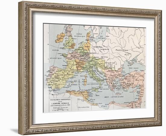 Old Map Of Barbarian Kingdoms Before Clovis I-marzolino-Framed Art Print