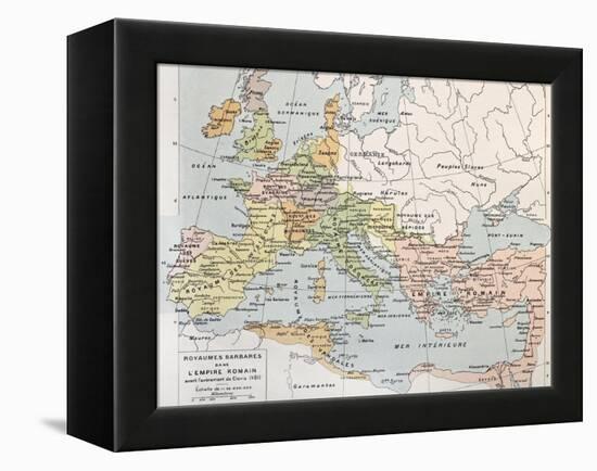 Old Map Of Barbarian Kingdoms Before Clovis I-marzolino-Framed Stretched Canvas