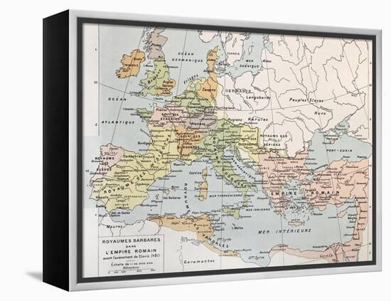 Old Map Of Barbarian Kingdoms Before Clovis I-marzolino-Framed Stretched Canvas