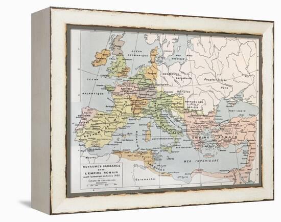 Old Map Of Barbarian Kingdoms Before Clovis I-marzolino-Framed Stretched Canvas