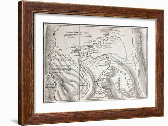 Old Map Of Campa Indians (Ashaninka) Territory, Peru-marzolino-Framed Art Print