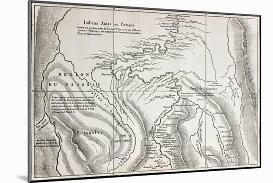 Old Map Of Campa Indians (Ashaninka) Territory, Peru-marzolino-Mounted Art Print