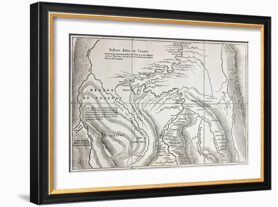 Old Map Of Campa Indians (Ashaninka) Territory, Peru-marzolino-Framed Art Print