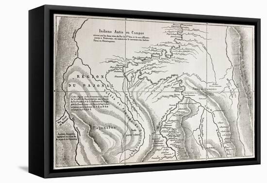 Old Map Of Campa Indians (Ashaninka) Territory, Peru-marzolino-Framed Stretched Canvas