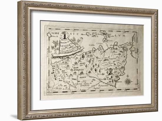 Old Map Of Capuchins Province Of Messina, Sicily. The Map May Be Dated To The 17Th C-marzolino-Framed Art Print