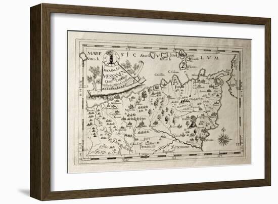 Old Map Of Capuchins Province Of Messina, Sicily. The Map May Be Dated To The 17Th C-marzolino-Framed Art Print