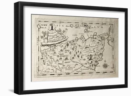 Old Map Of Capuchins Province Of Messina, Sicily. The Map May Be Dated To The 17Th C-marzolino-Framed Art Print