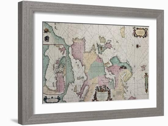 Old Map Of Europe With Eastern Mediterranean Insert Map-marzolino-Framed Art Print