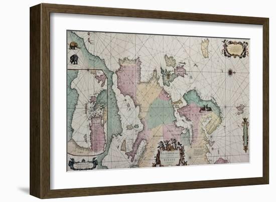 Old Map Of Europe With Eastern Mediterranean Insert Map-marzolino-Framed Art Print