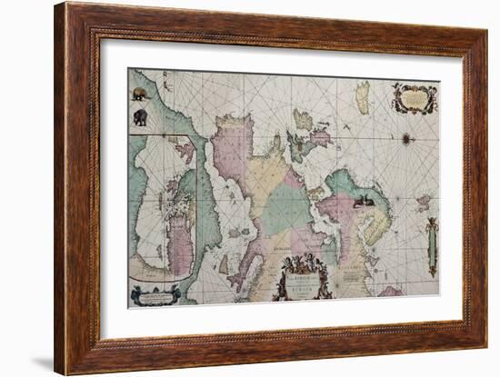 Old Map Of Europe With Eastern Mediterranean Insert Map-marzolino-Framed Art Print