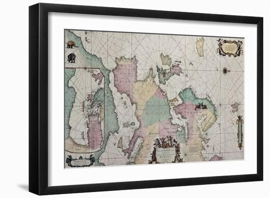 Old Map Of Europe With Eastern Mediterranean Insert Map-marzolino-Framed Art Print