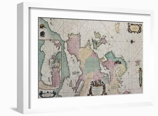 Old Map Of Europe With Eastern Mediterranean Insert Map-marzolino-Framed Art Print