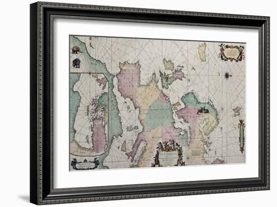 Old Map Of Europe With Eastern Mediterranean Insert Map-marzolino-Framed Art Print