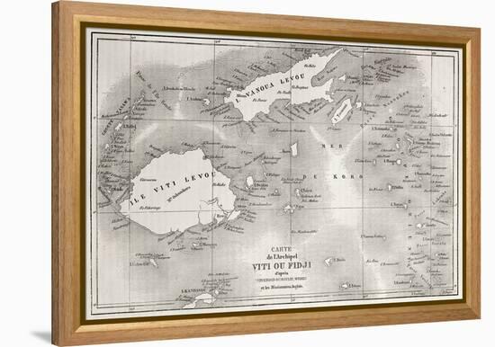 Old Map Of Fiji Islands-marzolino-Framed Stretched Canvas