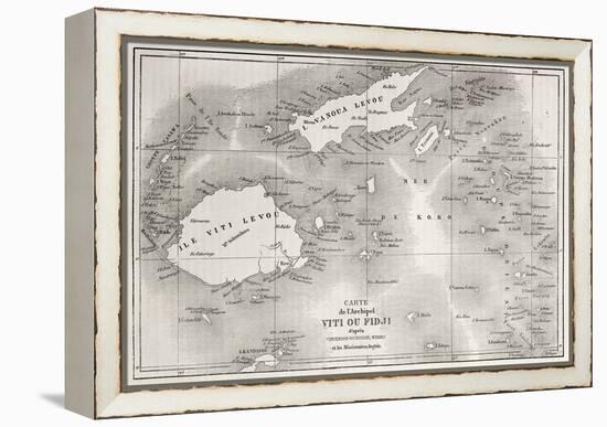 Old Map Of Fiji Islands-marzolino-Framed Stretched Canvas