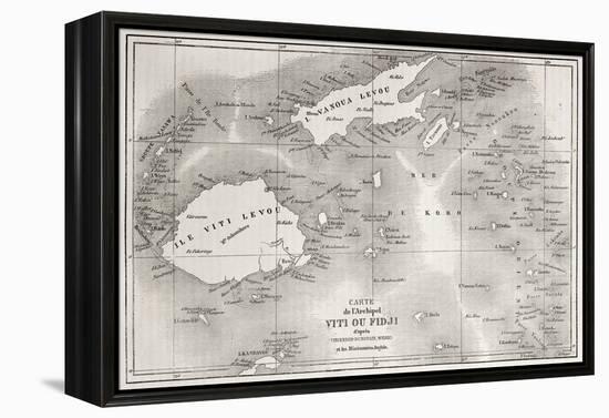 Old Map Of Fiji Islands-marzolino-Framed Stretched Canvas