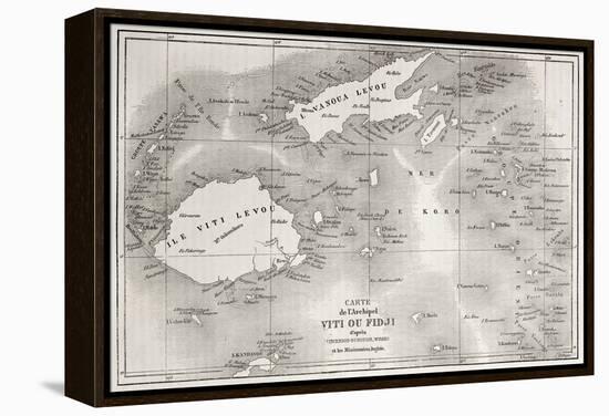 Old Map Of Fiji Islands-marzolino-Framed Stretched Canvas