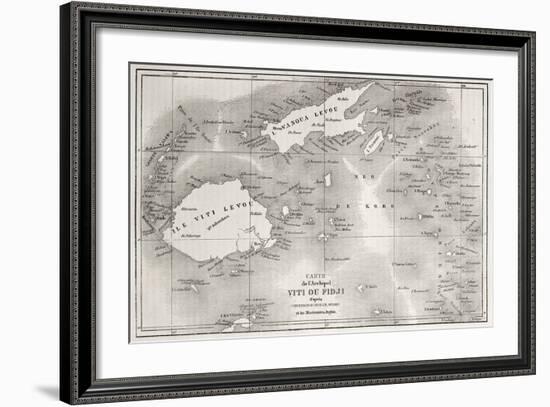 Old Map Of Fiji Islands-marzolino-Framed Premium Giclee Print