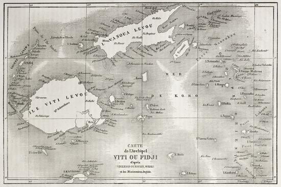 old map of fiji islands art print by marzolino art com
