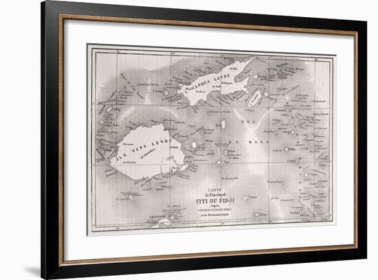 Old Map Of Fiji Islands-marzolino-Framed Art Print