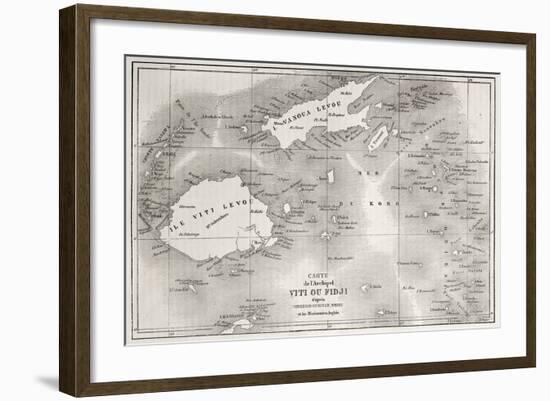 Old Map Of Fiji Islands-marzolino-Framed Art Print