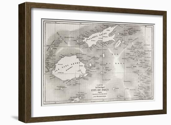 Old Map Of Fiji Islands-marzolino-Framed Art Print