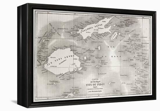 Old Map Of Fiji Islands-marzolino-Framed Stretched Canvas