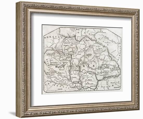 Old Map Of Hungary. By Unidentified Author, Published On Magasin Pittoresque, Paris, 1850-marzolino-Framed Art Print