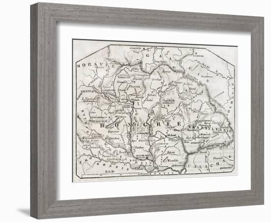 Old Map Of Hungary. By Unidentified Author, Published On Magasin Pittoresque, Paris, 1850-marzolino-Framed Art Print