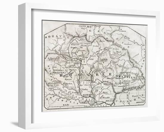 Old Map Of Hungary. By Unidentified Author, Published On Magasin Pittoresque, Paris, 1850-marzolino-Framed Art Print