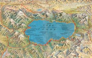 Old Map of Lake Tahoe Area