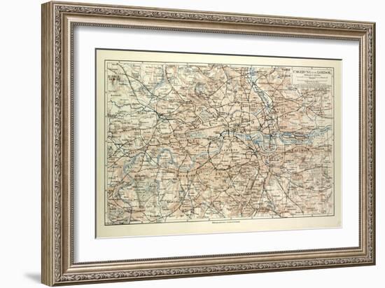 Old Map of London-null-Framed Giclee Print