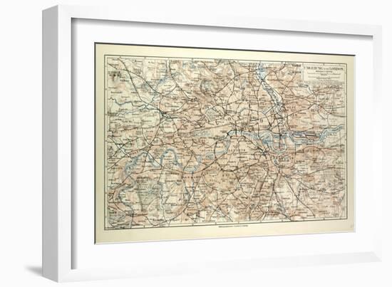 Old Map of London-null-Framed Giclee Print