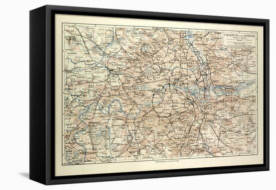 Old Map of London-null-Framed Premier Image Canvas