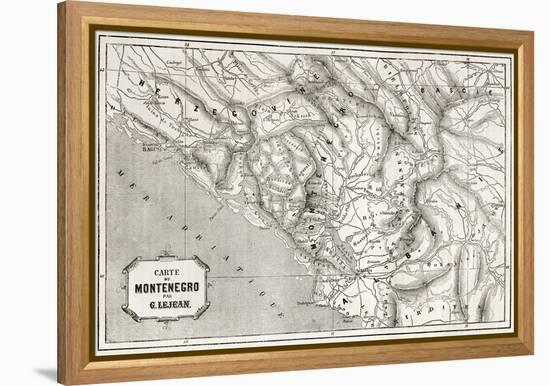 Old Map Of Montenegro. Created By Lejean, Published On Le Tour Du Monde, Paris, 1860-marzolino-Framed Stretched Canvas