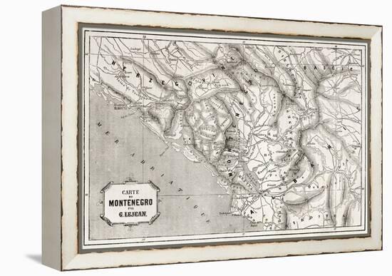 Old Map Of Montenegro. Created By Lejean, Published On Le Tour Du Monde, Paris, 1860-marzolino-Framed Stretched Canvas