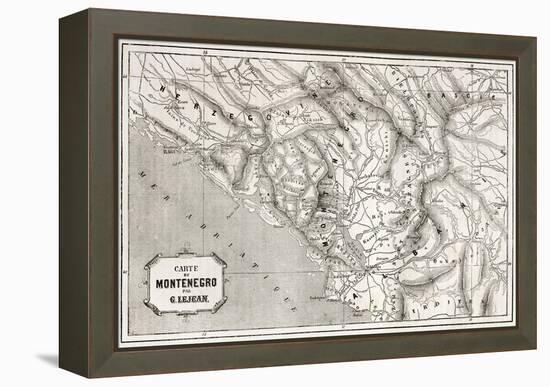 Old Map Of Montenegro. Created By Lejean, Published On Le Tour Du Monde, Paris, 1860-marzolino-Framed Stretched Canvas