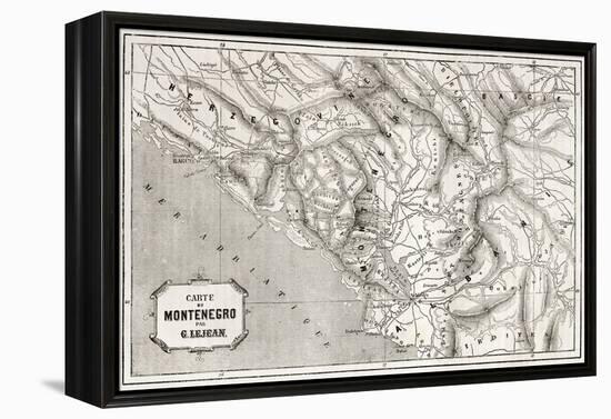 Old Map Of Montenegro. Created By Lejean, Published On Le Tour Du Monde, Paris, 1860-marzolino-Framed Stretched Canvas