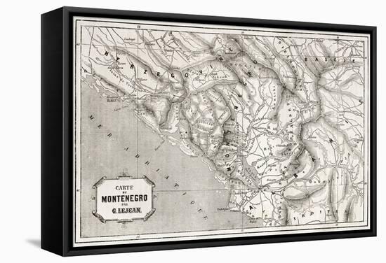 Old Map Of Montenegro. Created By Lejean, Published On Le Tour Du Monde, Paris, 1860-marzolino-Framed Stretched Canvas