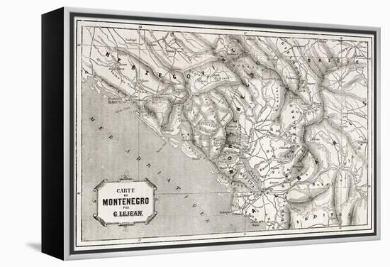 Old Map Of Montenegro. Created By Lejean, Published On Le Tour Du Monde, Paris, 1860-marzolino-Framed Stretched Canvas